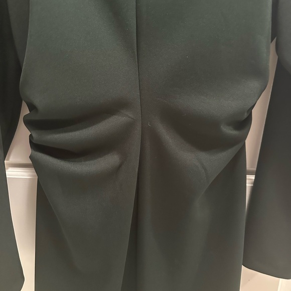 Zara Deep Green dress with rushing on the side boat neck and slit in rear. - Picture 2 of 9